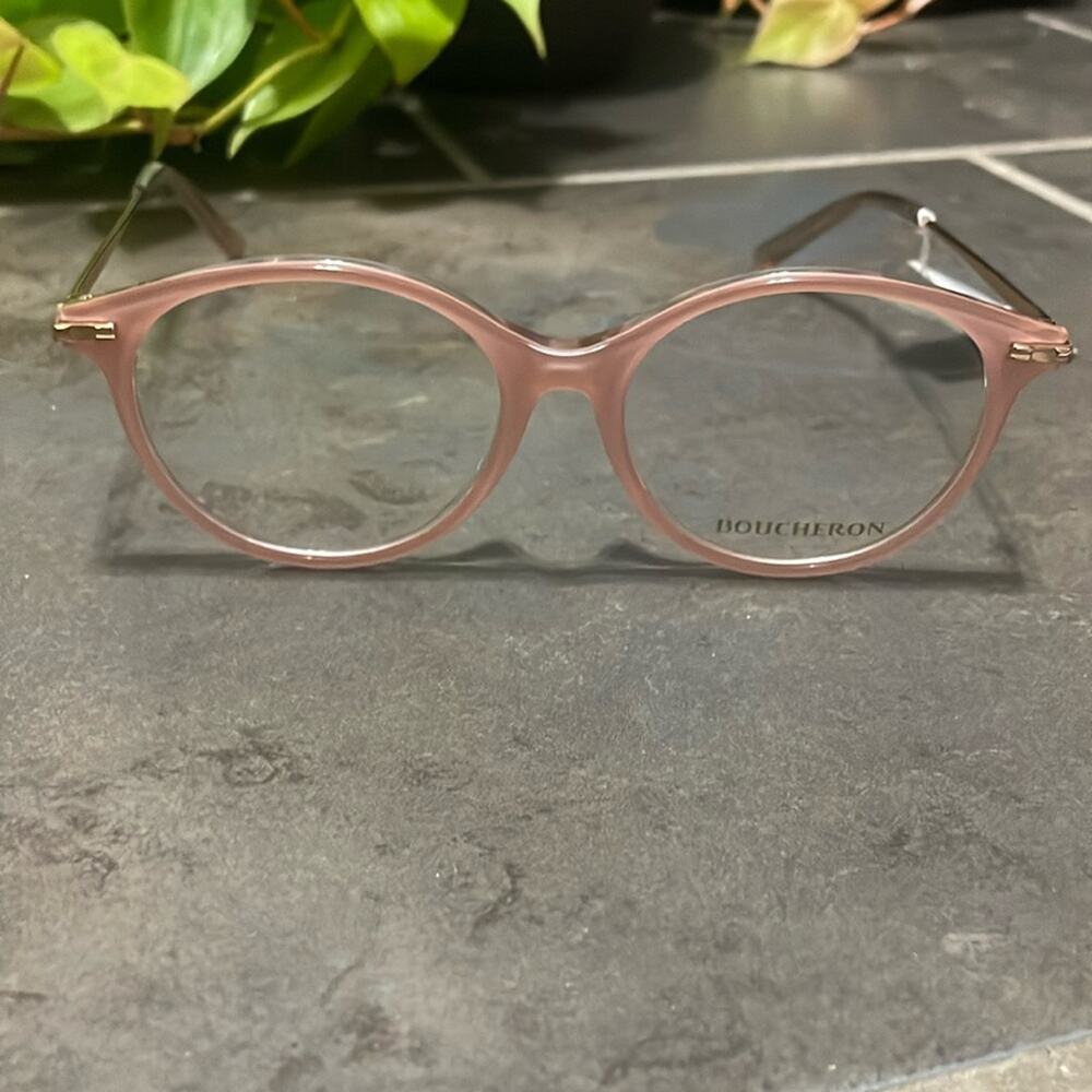 Boucheron Clear Lens Eyeglasses Pink Gold‎ Frame New Retails $730